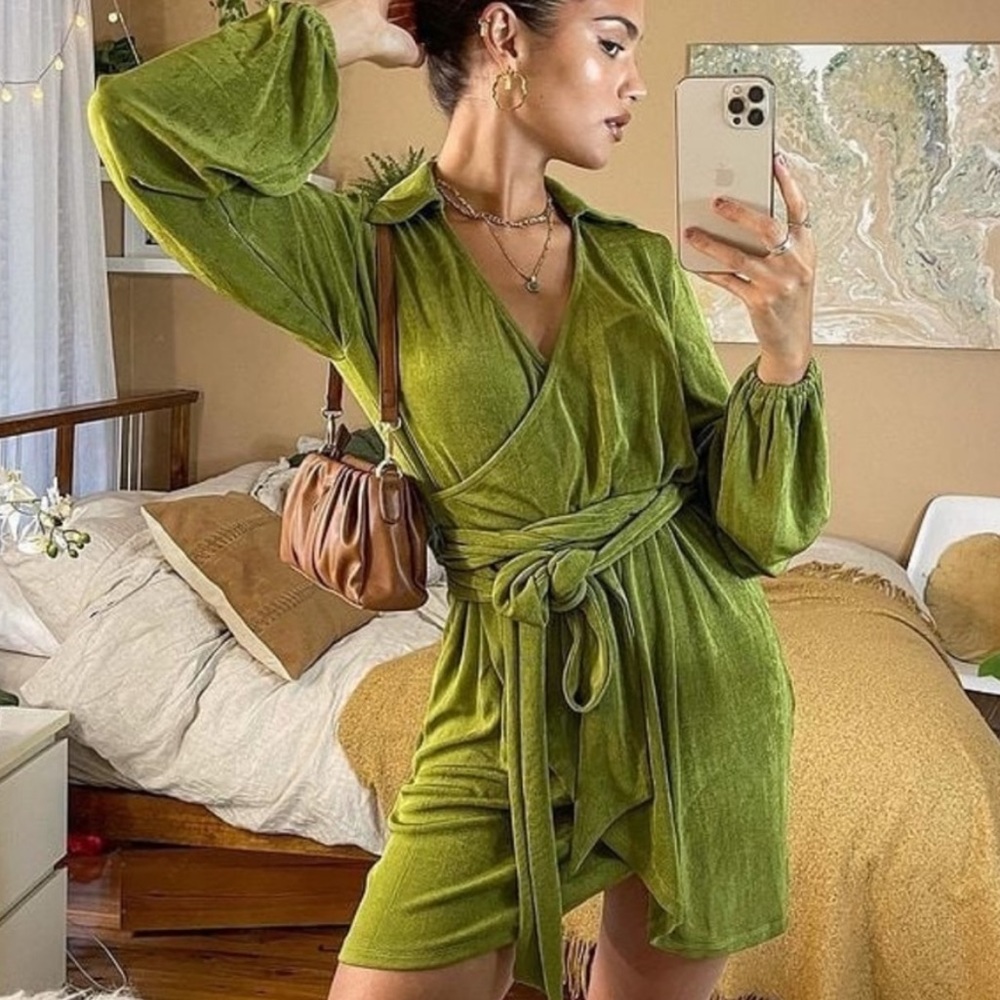 Princess Polly Green Wrap Mini Dress